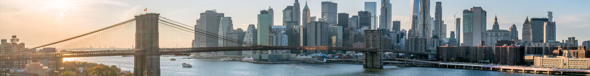 new york city and bridge sunrise